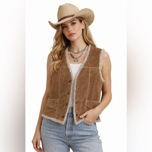 Vintage Western Suede Shearling Vest Mexico